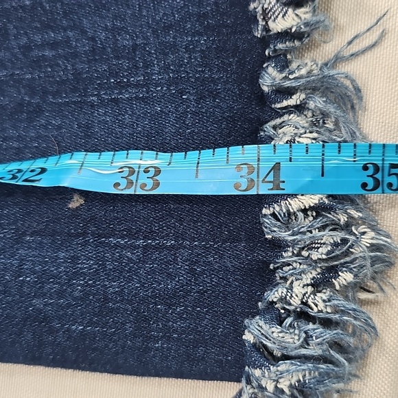 JC & JQ Flare Leg Jeans Ripped Knee Frayed Hem Dark Wash Denim Small - Picture 6 of 6